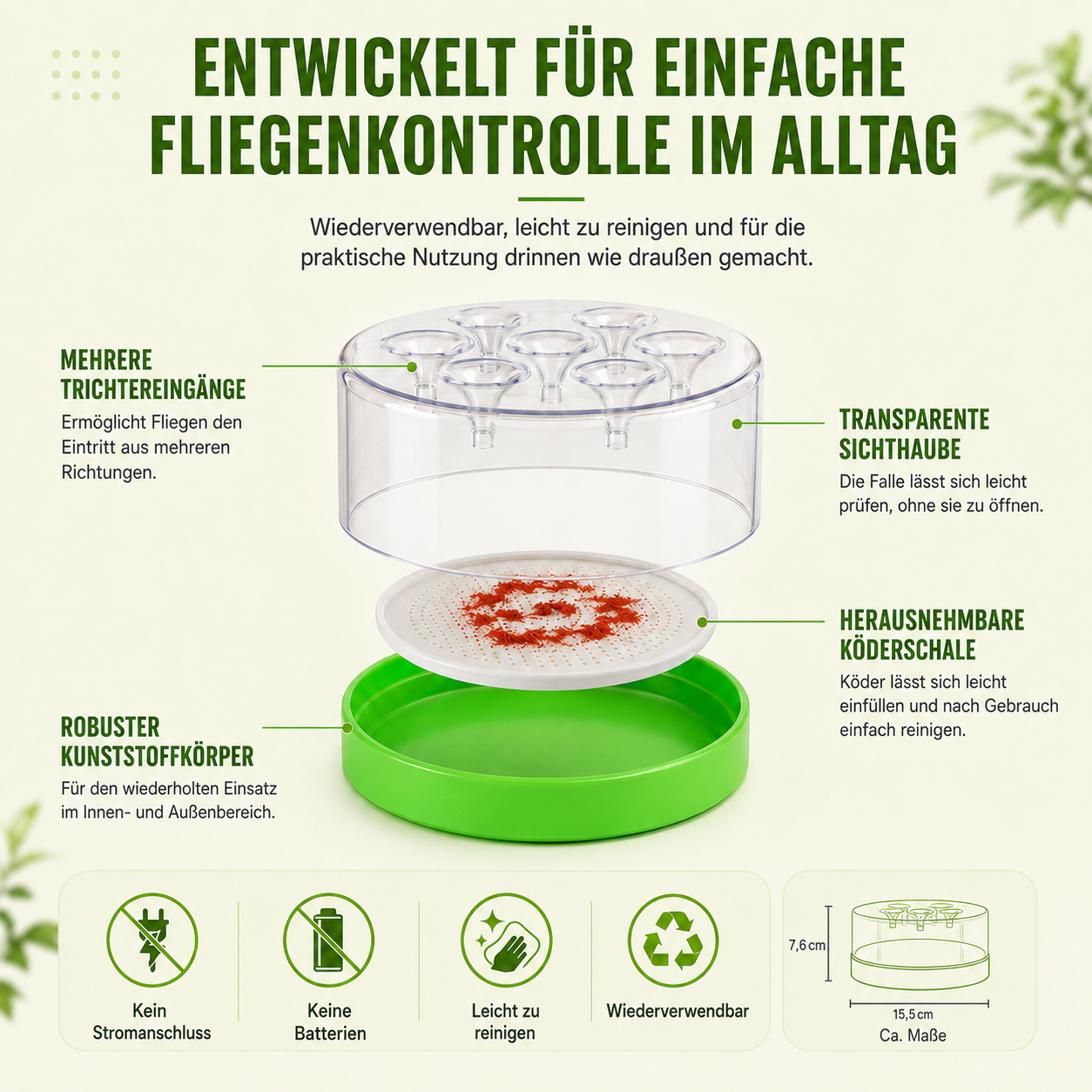 Wiederverwendbare, nicht-elektrische Fliegenfalle – sicher für Haustiere und Kinder 🐶👶🚫⚡🪰