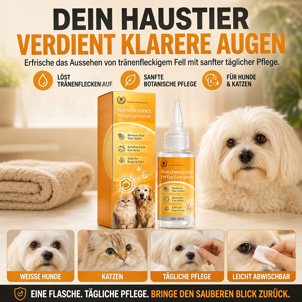 Sanfte Tropfen zur Entfernung von Augenflecken bei Haustieren