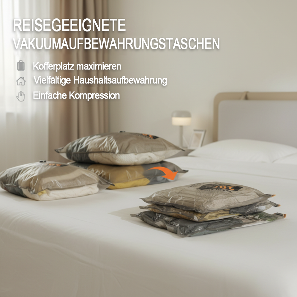 60% OFF DE Vakuum-Kompressionsbeutel für Reisen & Zuhause – Platzsparende Aufbewahrung für Kleidung 🧳🏠