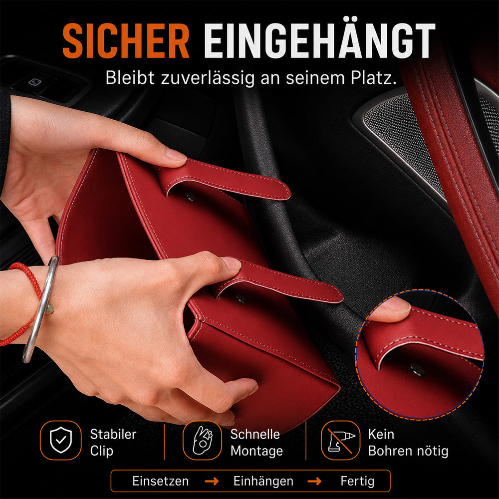 🥳HEISSER VERKAUF 2026🥳💞ÜBER 50.000 VERKAUFT!🚗🧺 50 % RABATT! Getränkehalter aus Leder für die Autotür – Breite Öffnung, Getränke und Handy sind leicht zu erreichen. Sicherer Halt durch Clip-Befestigung. PU-Leder, robust und stilvoll. 🛡️✨