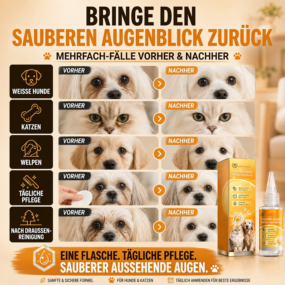 Sanfte Tropfen zur Entfernung von Augenflecken bei Haustieren