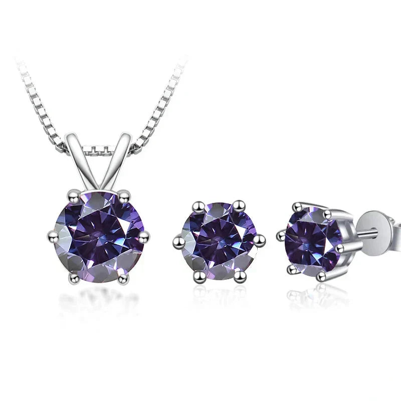 3Ct Moissanite Necklace Earrings Set 925 Sterling Silver GRA Cert Wedding