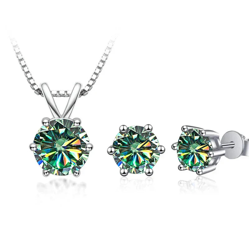 3Ct Moissanite Necklace Earrings Set 925 Sterling Silver GRA Cert Wedding