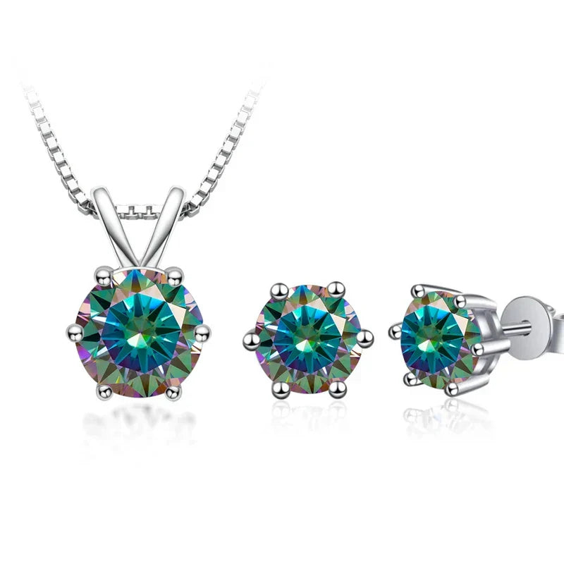 3Ct Moissanite Necklace Earrings Set 925 Sterling Silver GRA Cert Wedding