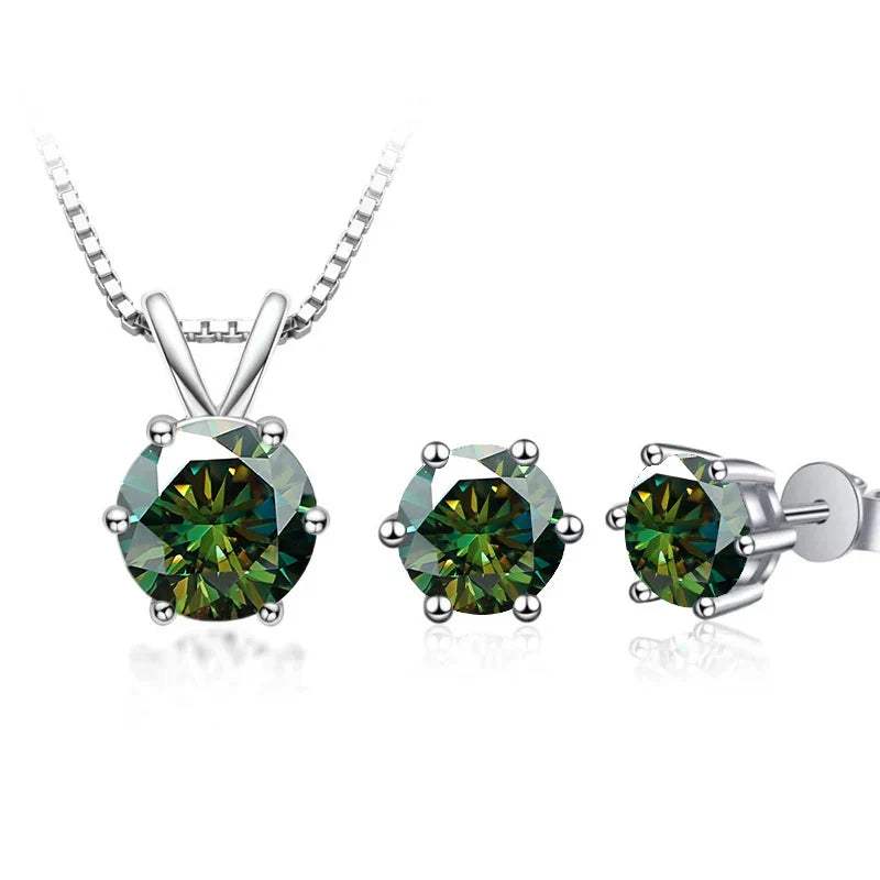 3Ct Moissanite Necklace Earrings Set 925 Sterling Silver GRA Cert Wedding