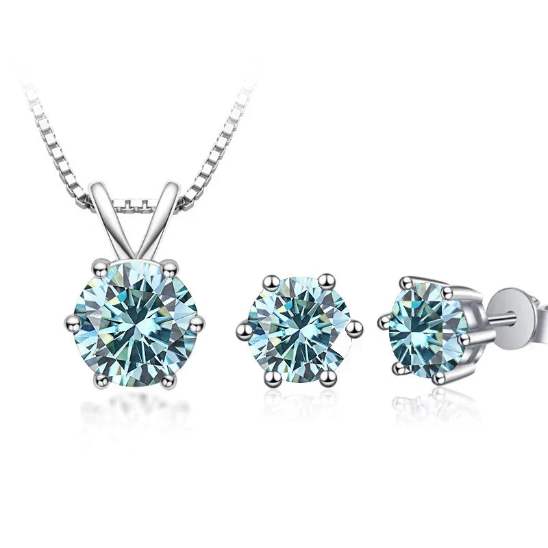 3Ct Moissanite Necklace Earrings Set 925 Sterling Silver GRA Cert Wedding