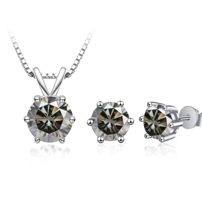 3Ct Moissanite Necklace Earrings Set 925 Sterling Silver GRA Cert Wedding
