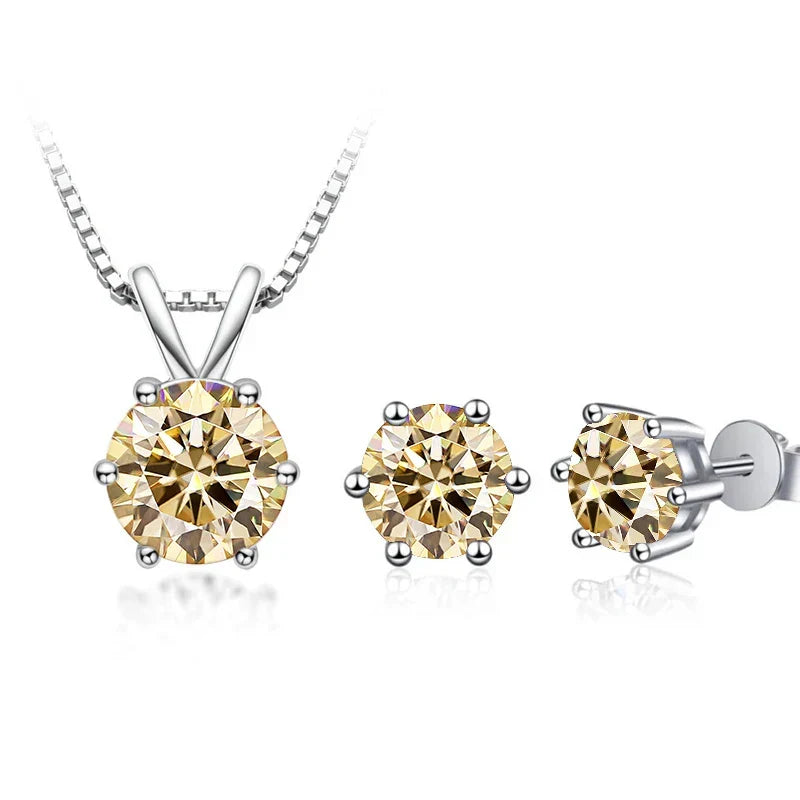 3Ct Moissanite Necklace Earrings Set 925 Sterling Silver GRA Cert Wedding