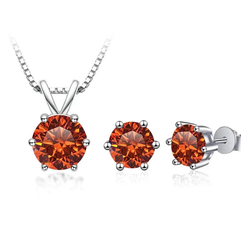 3Ct Moissanite Necklace Earrings Set 925 Sterling Silver GRA Cert Wedding