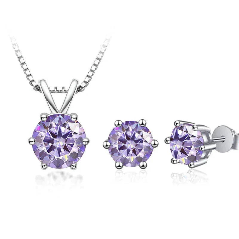 3Ct Moissanite Necklace Earrings Set 925 Sterling Silver GRA Cert Wedding