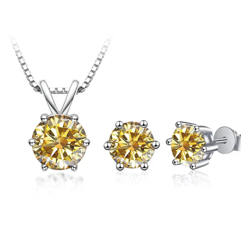 3Ct Moissanite Necklace Earrings Set 925 Sterling Silver GRA Cert Wedding