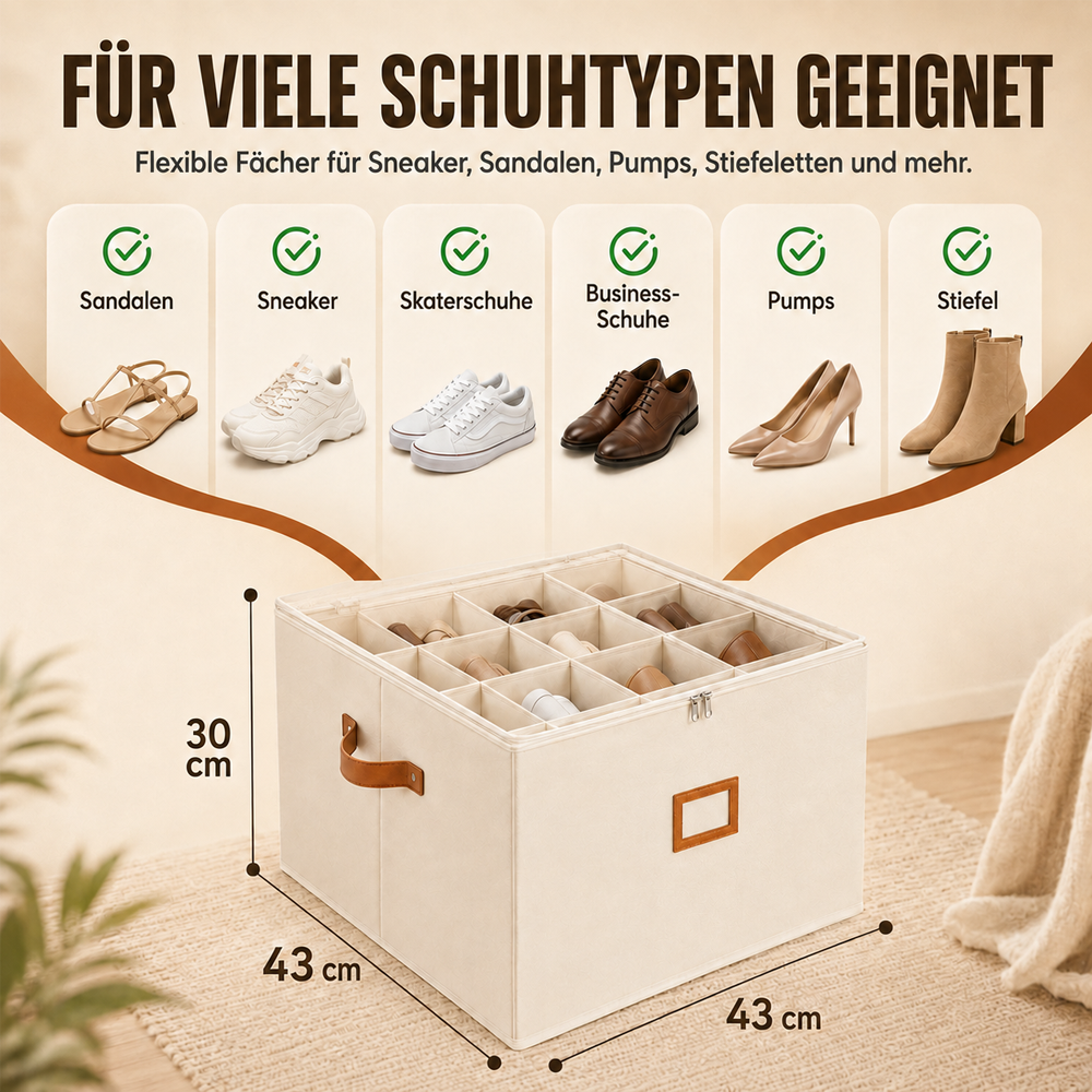👟 Begrenzte Zeit – 50 % RABATT! 💥 Schuh-Organizer aus Stoff – platzsparende Aufbewahrungsbox – für bis zu 16 Paar Schuhe – ideal für Kleiderschränke, Flure & Reisen – schützt vor Staub & Schmutz upsell