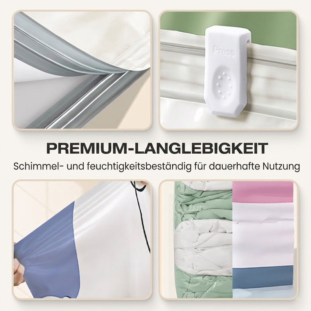60% OFF🧳💨 50 % Rabatt! Vakuum-Aufbewahrungsbeutel ohne Pumpe – Drücken und versiegeln, keine Pumpe erforderlich. Spart 80 % Platz, hält Kleidung trocken und staubfrei. Ideal für voluminöse Bettwäsche und saisonale Ausrüstung. 🛏️🗄️