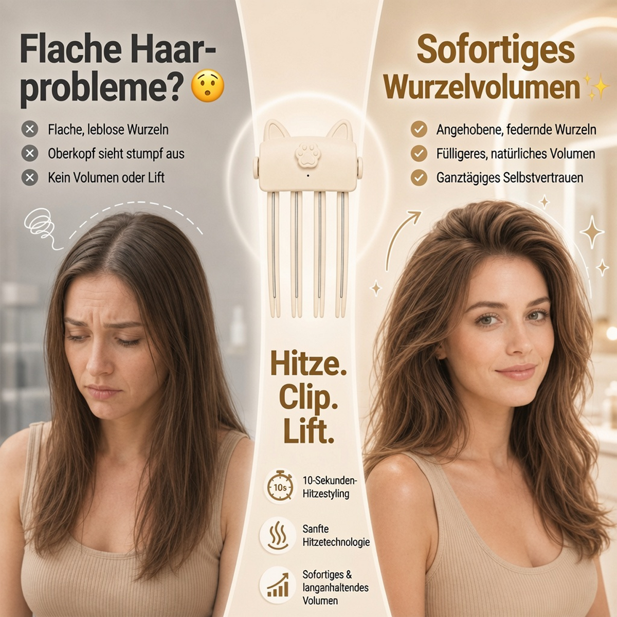 🔥 Volumen-Clip für Haarwurzeln – Mehr Fülle mit gezielter Wärme, ohne aufwendiges Toupieren 💁‍♀️
