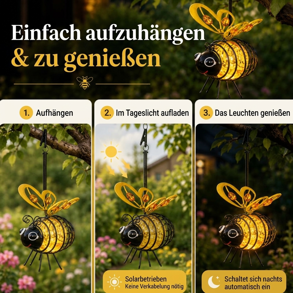 🐝 Solar-Hängeleuchte mit Biene für den Außenbereich – Das perfekte Geschenk für Pflanzenliebhaber, Mütter oder einfach jeden, der gerne lächelt ❤️
