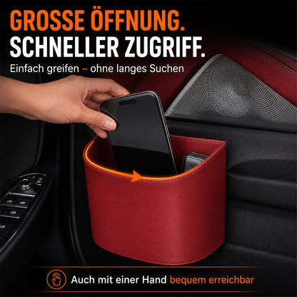 🥳HEISSER VERKAUF 2026🥳💞ÜBER 50.000 VERKAUFT!🚗🧺 50 % RABATT! Getränkehalter aus Leder für die Autotür – Breite Öffnung, Getränke und Handy sind leicht zu erreichen. Sicherer Halt durch Clip-Befestigung. PU-Leder, robust und stilvoll. 🛡️✨
