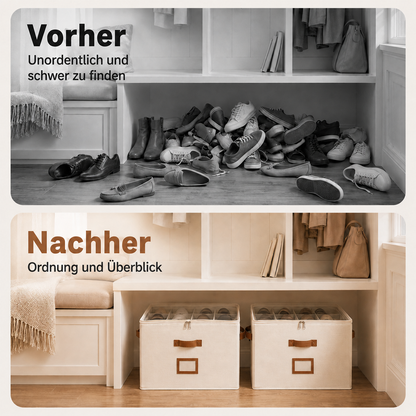👟 Begrenzte Zeit – 50 % RABATT! 💥 Schuh-Organizer aus Stoff – platzsparende Aufbewahrungsbox – für bis zu 16 Paar Schuhe – ideal für Kleiderschränke, Flure & Reisen – schützt vor Staub & Schmutz upsell