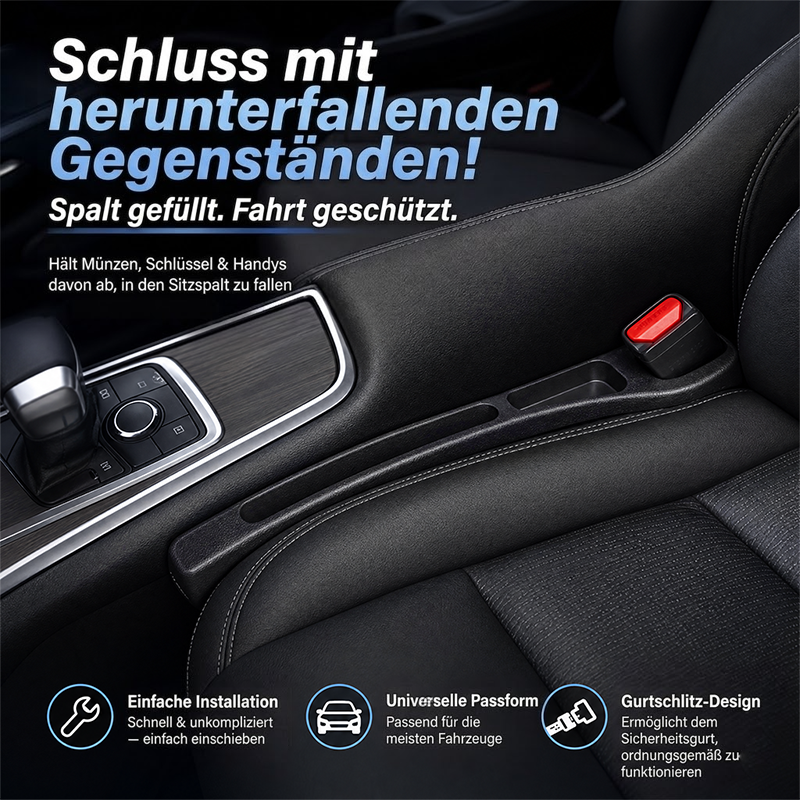 60% OFF🚗Nie wieder das Handy zwischen den Autositzen verlieren💺🌟Universeller Sitzlücken-Füller • Organizer mit Doppel-Fach🌟