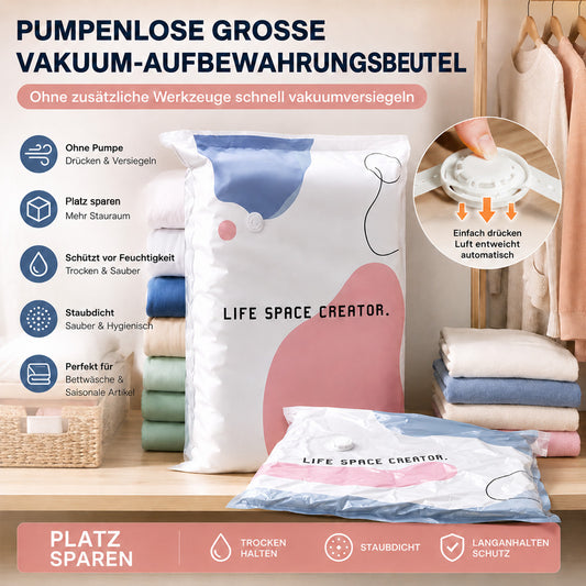 🧳💨 Vakuum-Aufbewahrungsbeutel ohne Pumpe – Einfach komprimieren & platzsparend verstauen