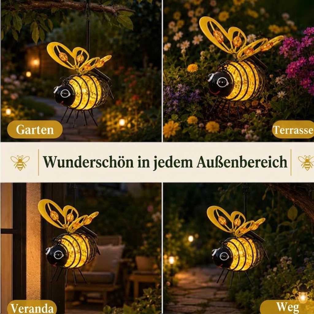 upsell 🐝 Solar-Hängeleuchte mit Biene für den Außenbereich – Das perfekte Geschenk für Pflanzenliebhaber, Mütter oder einfach jeden, der gerne lächelt ❤️