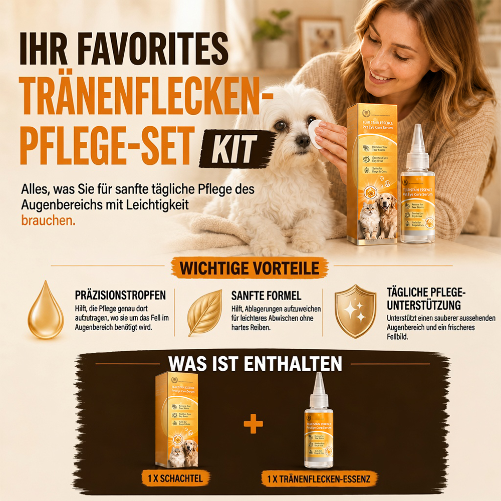 Sanfte Tropfen zur Entfernung von Augenflecken bei Haustieren