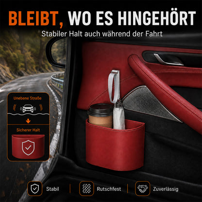🥳HEISSER VERKAUF 2026🥳💞ÜBER 50.000 VERKAUFT!🚗🧺 50 % RABATT! Getränkehalter aus Leder für die Autotür – Breite Öffnung, Getränke und Handy sind leicht zu erreichen. Sicherer Halt durch Clip-Befestigung. PU-Leder, robust und stilvoll. 🛡️✨