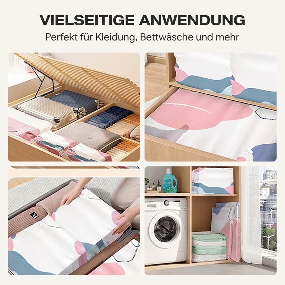 60% OFF🧳💨 50 % Rabatt! Vakuum-Aufbewahrungsbeutel ohne Pumpe – Drücken und versiegeln, keine Pumpe erforderlich. Spart 80 % Platz, hält Kleidung trocken und staubfrei. Ideal für voluminöse Bettwäsche und saisonale Ausrüstung. 🛏️🗄️