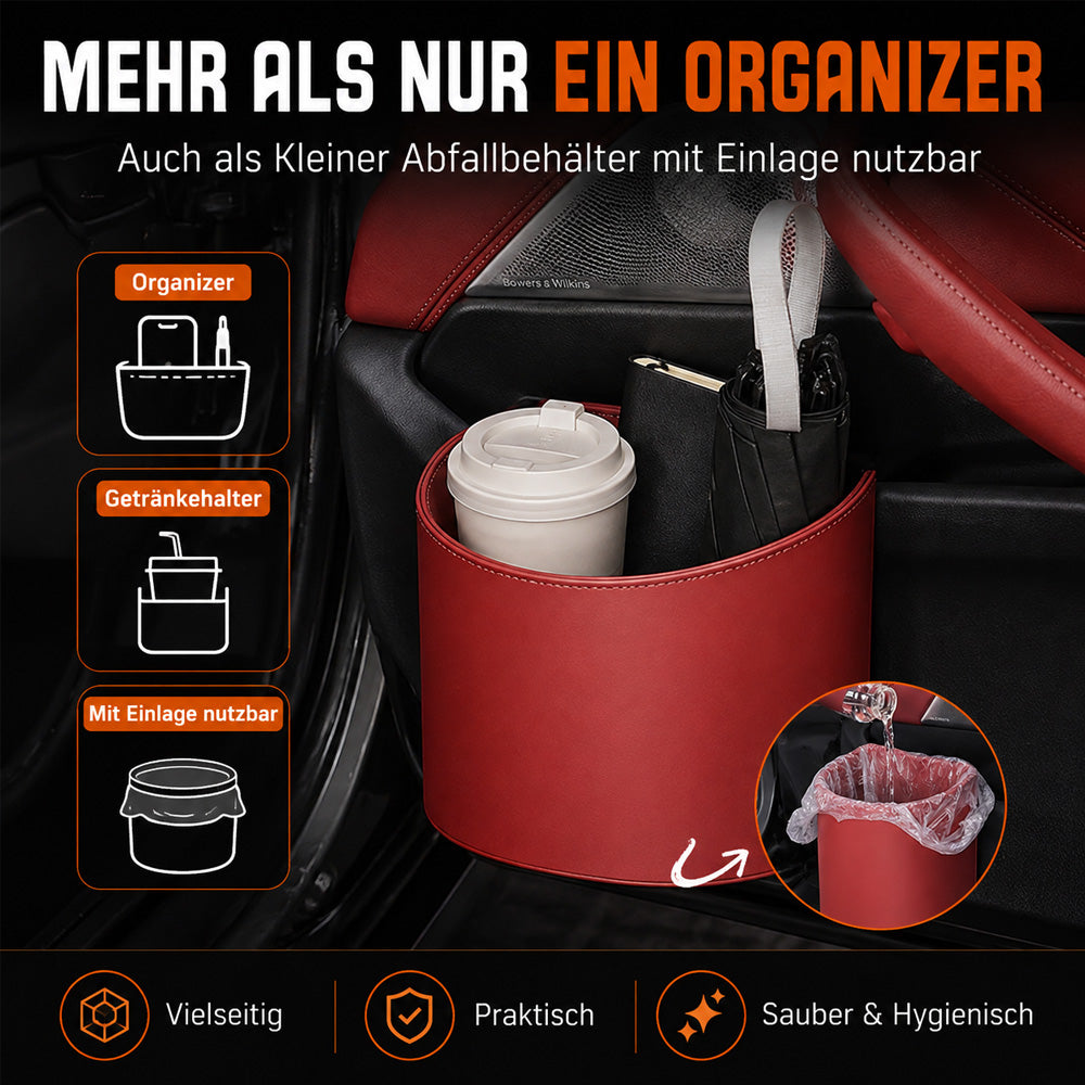 🥳HEISSER VERKAUF 2026🥳💞ÜBER 50.000 VERKAUFT!🚗🧺 50 % RABATT! Getränkehalter aus Leder für die Autotür – Breite Öffnung, Getränke und Handy sind leicht zu erreichen. Sicherer Halt durch Clip-Befestigung. PU-Leder, robust und stilvoll. 🛡️✨