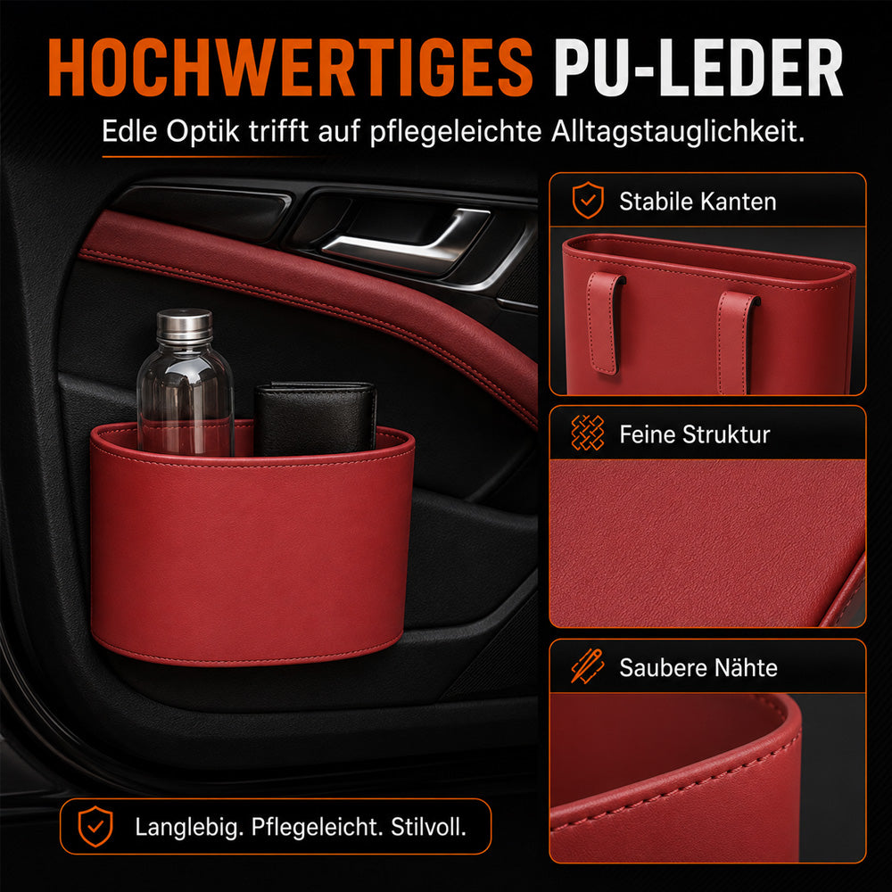 🥳HEISSER VERKAUF 2026🥳💞ÜBER 50.000 VERKAUFT!🚗🧺 50 % RABATT! Getränkehalter aus Leder für die Autotür – Breite Öffnung, Getränke und Handy sind leicht zu erreichen. Sicherer Halt durch Clip-Befestigung. PU-Leder, robust und stilvoll. 🛡️✨