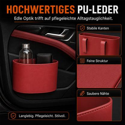 🥳HEISSER VERKAUF 2026🥳💞ÜBER 50.000 VERKAUFT!🚗🧺 50 % RABATT! Getränkehalter aus Leder für die Autotür – Breite Öffnung, Getränke und Handy sind leicht zu erreichen. Sicherer Halt durch Clip-Befestigung. PU-Leder, robust und stilvoll. 🛡️✨