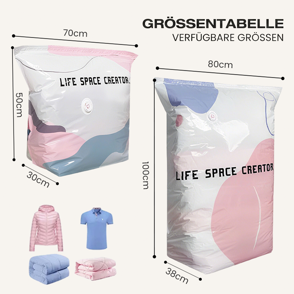 60% OFF🧳💨 50 % Rabatt! Vakuum-Aufbewahrungsbeutel ohne Pumpe – Drücken und versiegeln, keine Pumpe erforderlich. Spart 80 % Platz, hält Kleidung trocken und staubfrei. Ideal für voluminöse Bettwäsche und saisonale Ausrüstung. 🛏️🗄️