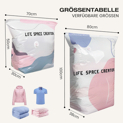 60% OFF🧳💨 50 % Rabatt! Vakuum-Aufbewahrungsbeutel ohne Pumpe – Drücken und versiegeln, keine Pumpe erforderlich. Spart 80 % Platz, hält Kleidung trocken und staubfrei. Ideal für voluminöse Bettwäsche und saisonale Ausrüstung. 🛏️🗄️