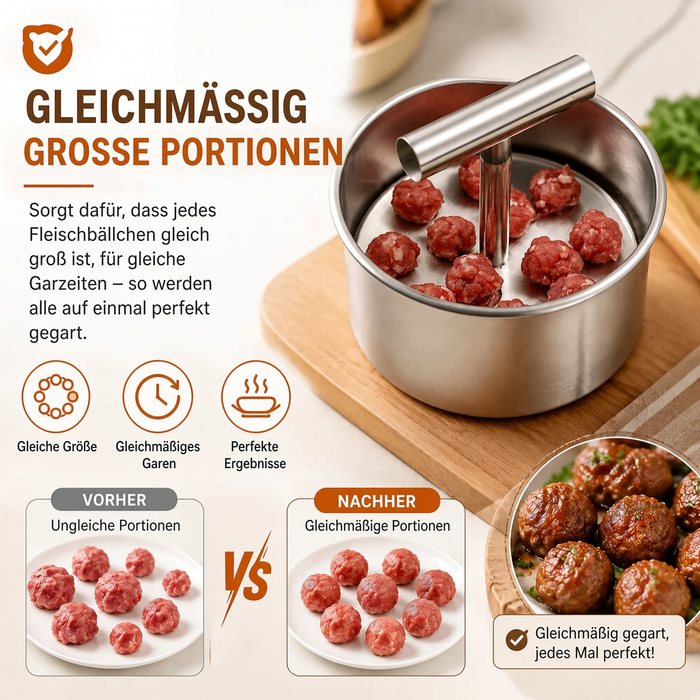 📢📢 50 % Rabatt !! ⏰🍡 Fleischbällchen‑Maker aus lebensmittelechtem Edelstahl für die Küche upsell