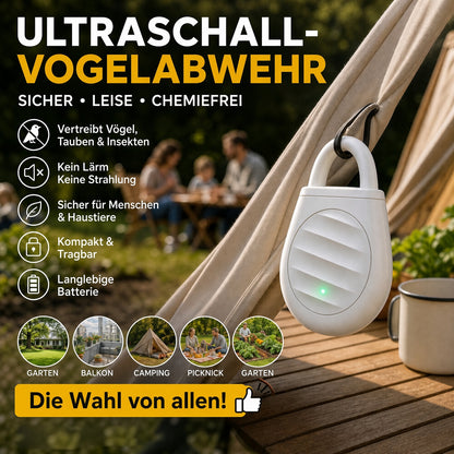 🐦 Nie wieder Ärger mit Vögeln, wilden Tieren und Heuschrecken! Tragbarer Ultraschall-Vogelabwehr-Schlüsselanhänger