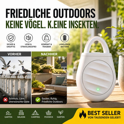 🐦 Nie wieder Ärger mit Vögeln, wilden Tieren und Heuschrecken! Tragbarer Ultraschall-Vogelabwehr-Schlüsselanhänger