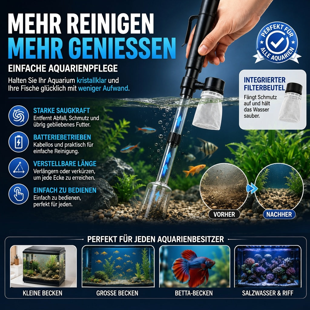 upsell 🐠📢 JETZT 50% RABATT! Elektrischer Aquarienkiesreiniger – Automatischer Mulmabsauger, wiederaufladbar & wasserdicht – Perfekt für sauberes Aquarium ohne Wasserwechselstress ✨