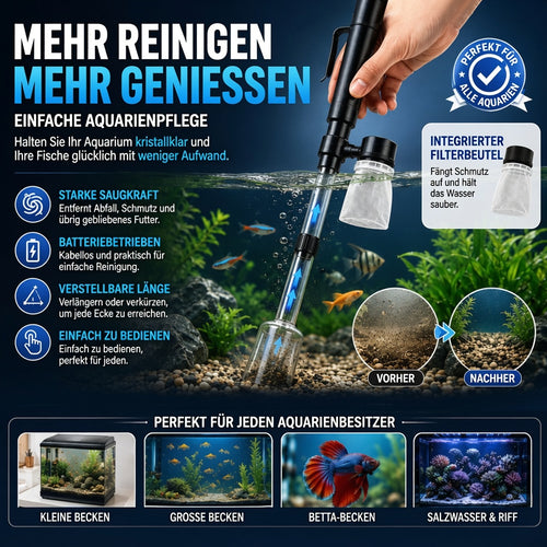 upsell 🐠📢 JETZT 50% RABATT! Elektrischer Aquarienkiesreiniger – Automatischer Mulmabsauger, wiederaufladbar & wasserdicht – Perfekt für sauberes Aquarium ohne Wasserwechselstress ✨