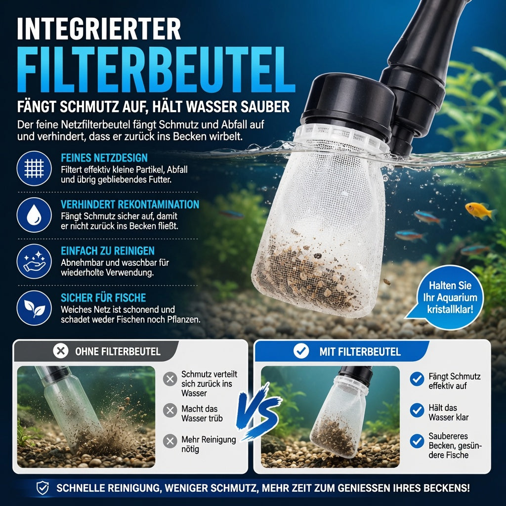 upsell 🐠📢 JETZT 50% RABATT! Elektrischer Aquarienkiesreiniger – Automatischer Mulmabsauger, wiederaufladbar & wasserdicht – Perfekt für sauberes Aquarium ohne Wasserwechselstress ✨