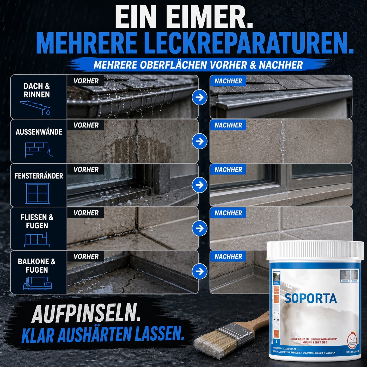 Wasserfestes Reparatur- und Dichtungsmittel für verschiedene Oberflächen upsell