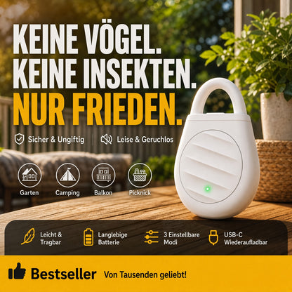 🐦 Nie wieder Ärger mit Vögeln, wilden Tieren und Heuschrecken! Tragbarer Ultraschall-Vogelabwehr-Schlüsselanhänger