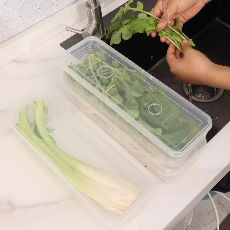 1/5PCS Refrigerator Storage Boxes Scallions Fresh Box Food Container Cold Storage Crisper Sealed Fridge Organiser with Lid Jars