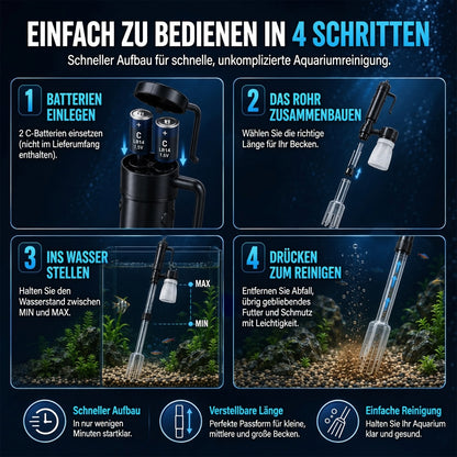 upsell 🐠📢 JETZT 50% RABATT! Elektrischer Aquarienkiesreiniger – Automatischer Mulmabsauger, wiederaufladbar & wasserdicht – Perfekt für sauberes Aquarium ohne Wasserwechselstress ✨