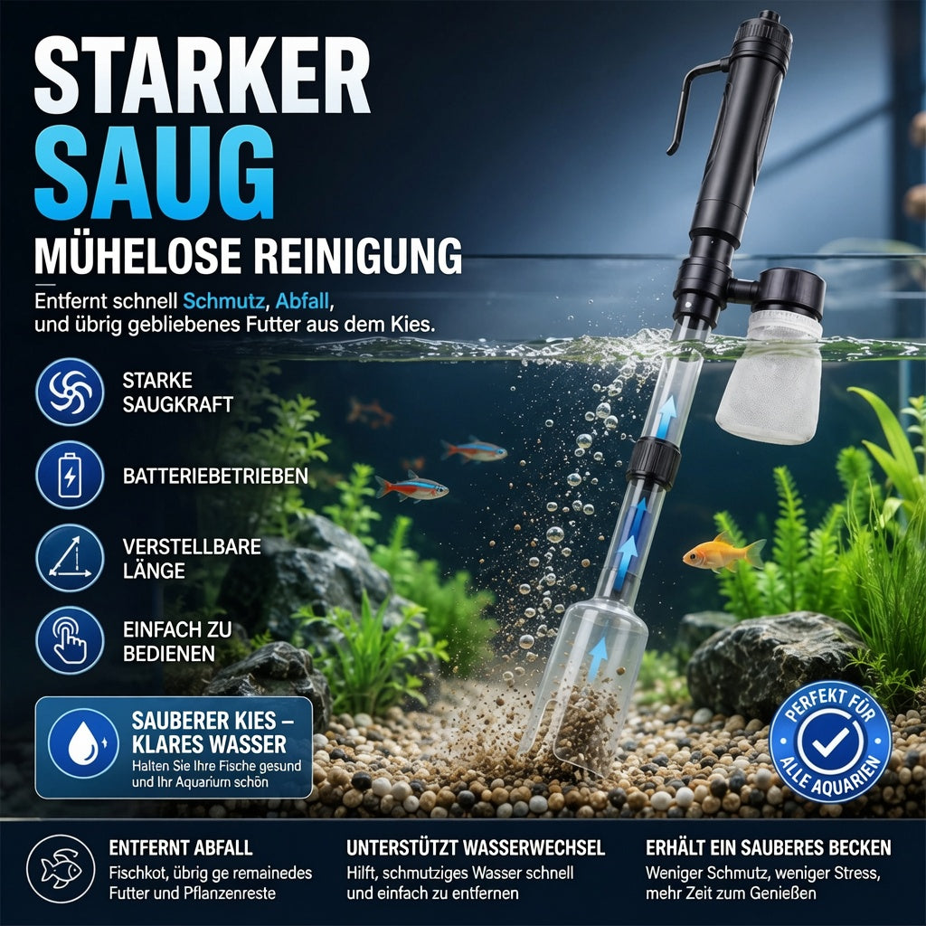 upsell 🐠📢 JETZT 50% RABATT! Elektrischer Aquarienkiesreiniger – Automatischer Mulmabsauger, wiederaufladbar & wasserdicht – Perfekt für sauberes Aquarium ohne Wasserwechselstress ✨