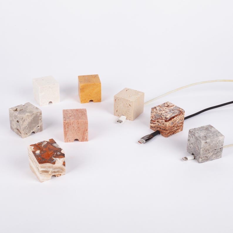 Travertine Cable Holder, Charging Cable Organizer, Cable Keeper, Charging Dock, Office Desk Cable Organizer, Office Gift, Cable Stopper