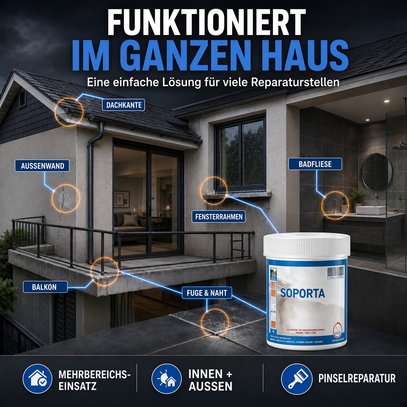 Wasserfestes Reparatur- und Dichtungsmittel für verschiedene Oberflächen upsell
