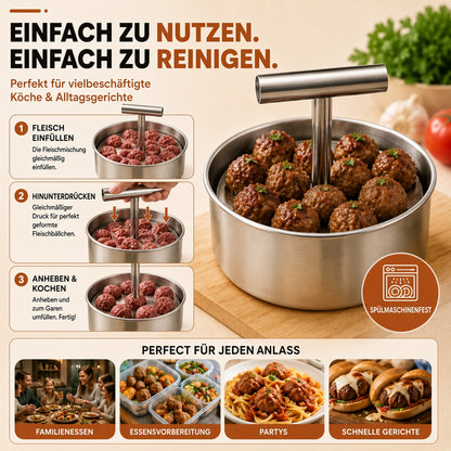 📢📢 50 % Rabatt !! ⏰🍡 Fleischbällchen‑Maker aus lebensmittelechtem Edelstahl für die Küche upsell